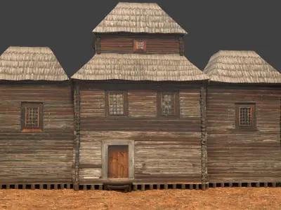 Medieval House Low-poly 3D model 10