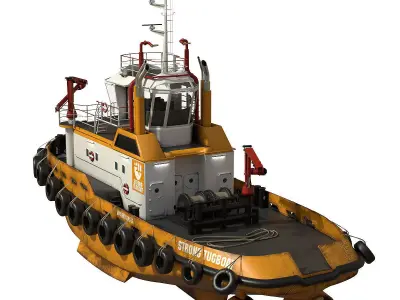 Tugboat lowpoly Low-poly 3D model