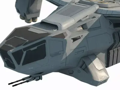 Future sci-fi military transport aircraft 3D model