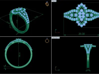 Wome Diamond Ring 3D print model