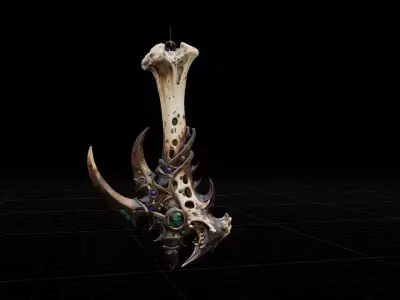 Ornate Bone Dagger - Dark Fantasy Ritual Blade Low-poly 3D model