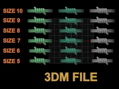 Wire Tie Knot Band Ring Mix Size 3D print model