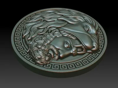 Hercules coin with head of lion 3D print model