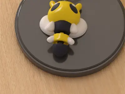Bee Kawaii Articulated Version and Keychain 3D print model