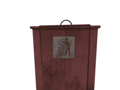garbage can  Low-poly 3D model