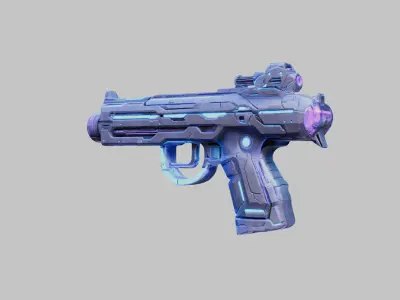 Lowpoly Fantasy Gun Pistol Low-poly 3D model