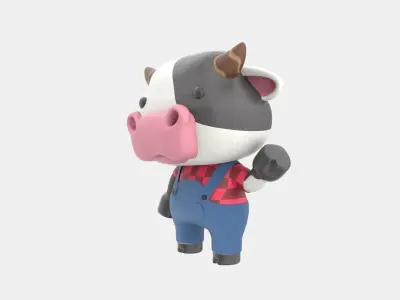 Cute Cow 3D Illustration 3D model 2