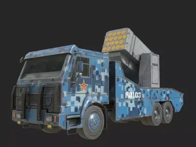 Chinese Navy HHQ10 HHQ-10 SURFACE-TO-AIR MISSILE SYSTEM Low-poly 3D model