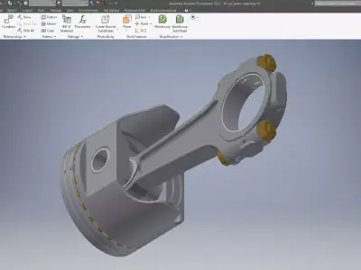 Piston and Connecting Rod 3D Model  3D model