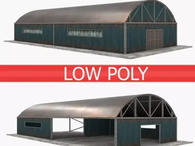 Warehouses Pack - Blue  Low-poly 3D model