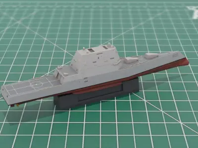 Zumwalt Class DDG 1000 Stealth Destroyer 3D Print STL Model 3D print model