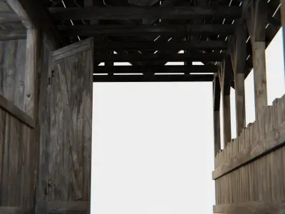 Old Wooden Medieval Building Shed 2 Low-poly 3D model