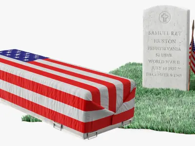 Grave Fur and Coffin of a World War Hero Collection 3D model