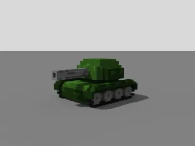 3D voxel tank Low-poly 3D model