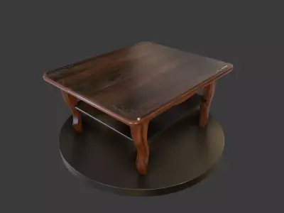 Vintage Wooden Coffee Table Low-poly 3D model