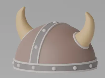 Cartoon Viking Helmet 3D model
