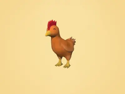 Chicken - cartoon style Low-poly 3D model