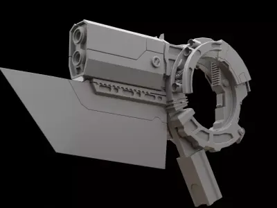 Mecha hard surface submachine gun 3D model