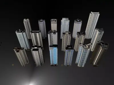 Buildings City building industrial park commercial housing 3D model V13