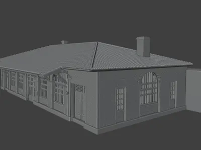 Historic Train Station Low Poly Railway Building Game Ready 3D print model purchase