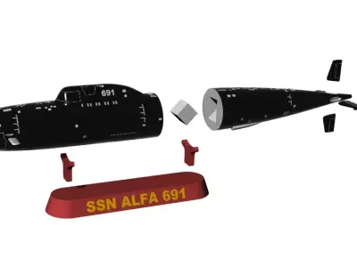 Alfa Class Submarine 1-350 High Quality  SSN ALFA 3D print model