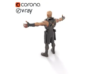Steampunk Artisan with Intricate Attire Low-poly 3D model