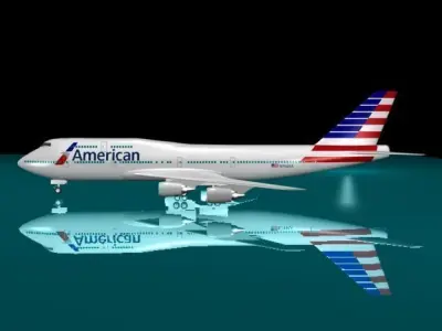 American Airlines New Logo  747 - 400 3D model