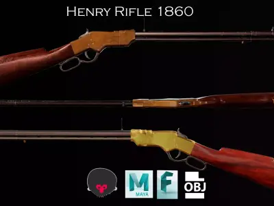 Henry Rifle 1860 game ready model Low-poly 3D model