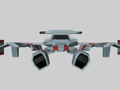 Low-poly spaceship with stripes Low-poly 3D model