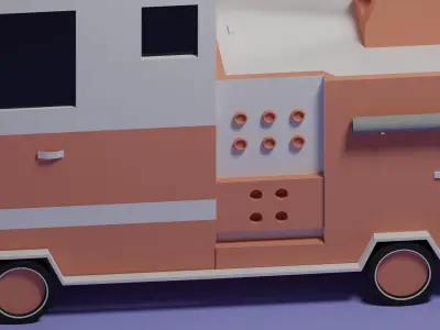 Firetruck paper fire truck Low-poly 3D model