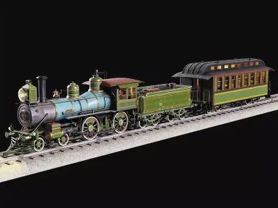 Vintage 19th-Century Steam Locomotive Low-poly 3D model Low-poly 3D model purchase