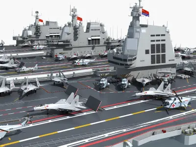 CV16 CV17 CV18 with shipboard aircraft 3D model