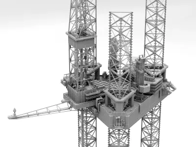 Jack Up Drilling rig  Low-poly 3D model