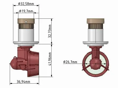 Azipod 25mm for Modelship Schiffsmodell 3D print model