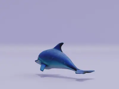 Baby Dolphin Cartoon Low-poly 3D model