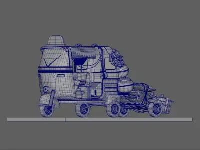 Indian Tuk Tuk Taxi Low-poly 3D model