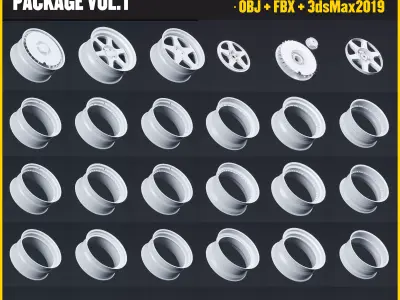 3 PIECE WHEELS ASSEMBLY PACKAGE VOL 1 Low-poly 3D model