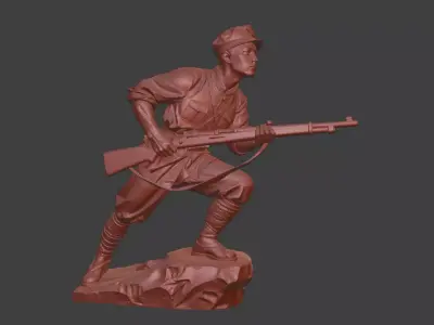 Military sculpture warrior  military battle war hero  soldier 3D print model 17