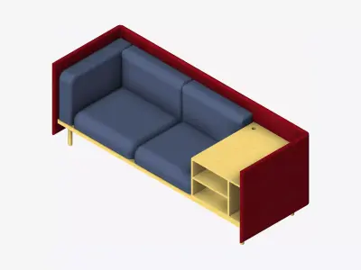 Sofa - Contemporary - Flame - Medium - Corner Shelf Low-poly 3D model