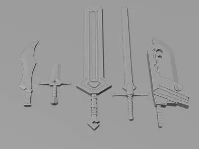Low Poly stylized Sword Collection Base Mesh  Low-poly 3D model