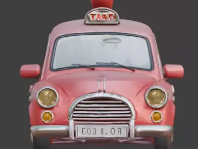 Stylized 3D Valentine Taxi Model Low-poly 3D model