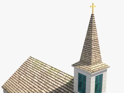 White Church Low-poly 3D model