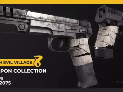 Resident Evil 8 Village Lemi pistol simple and custom hand gun Low-poly 3D model