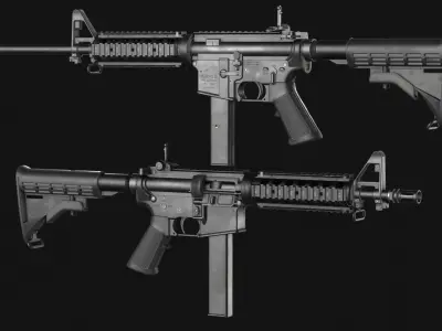 Colt 9mm SMG - R0991 - R0992 - AR6951 Carbine - Game Asset Low-poly 3D model