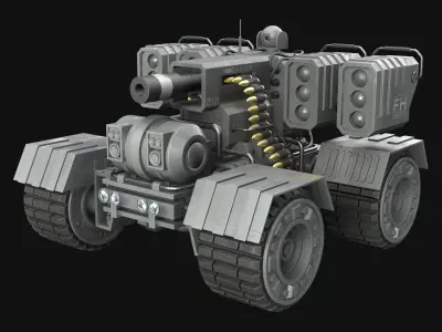 UGV Concept-3-Grey-Clean Low-poly 3D model