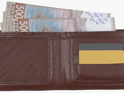 HongKong 500 Dollars Wallet Money Purse 3D model