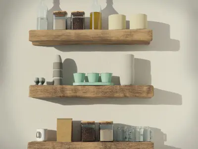 Rustic Shelf Pack Low-poly 3D model