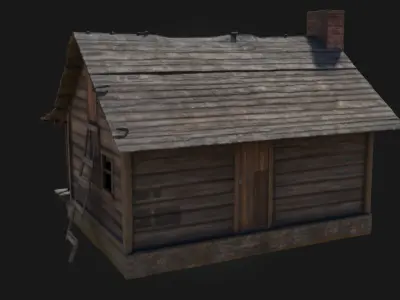 Rustic Cabin  Cozy Wilderness Retreat in Timber and Stone 3D model