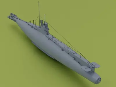 British C-Class submarine Low-poly 3D model