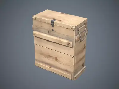 Military Wooden Box Low-poly 3D model
